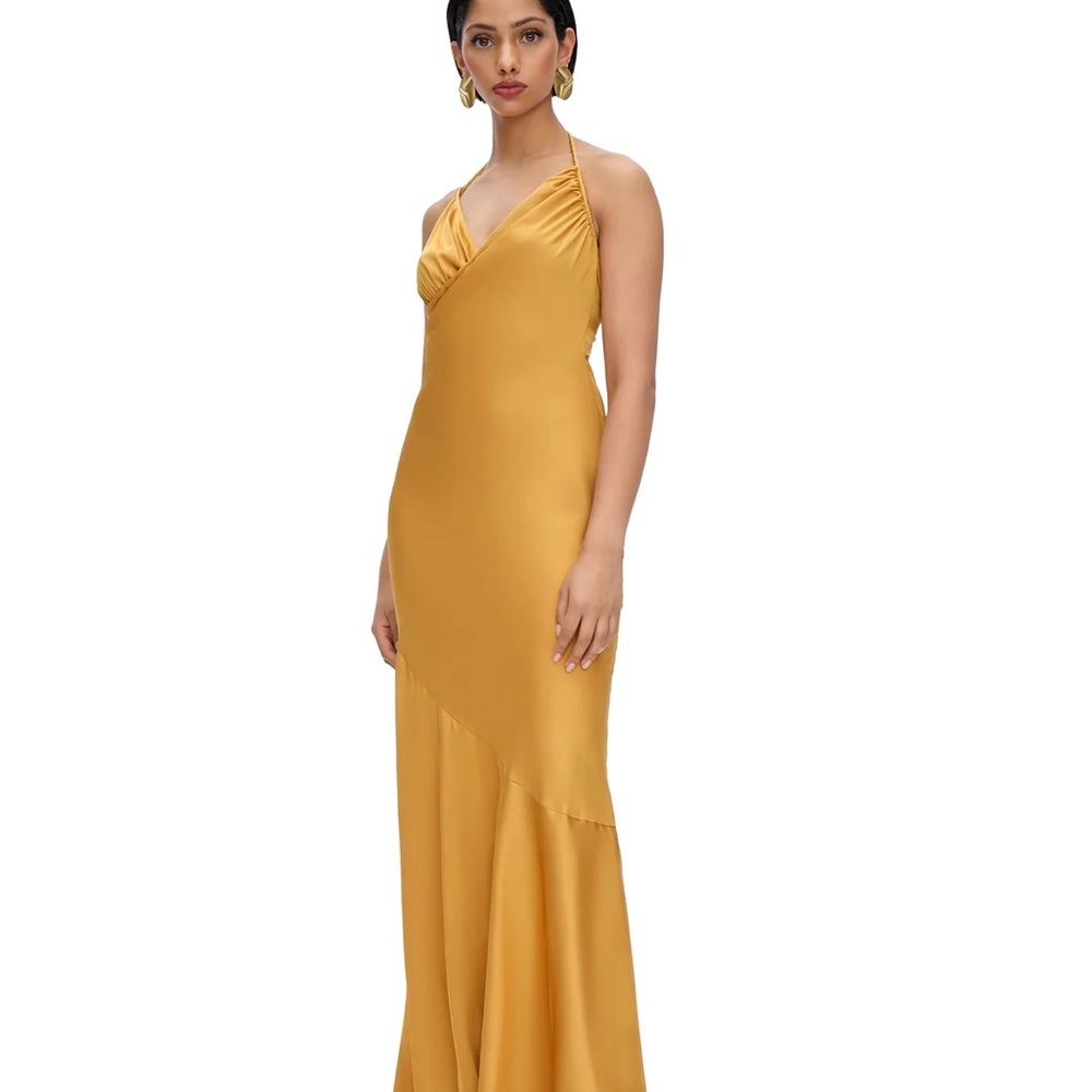 Andrea Iyamah Tiró Dress Elegant Gold Halter Dress